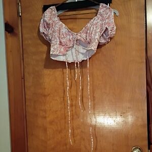 Elegant Pink Floral Crop Top